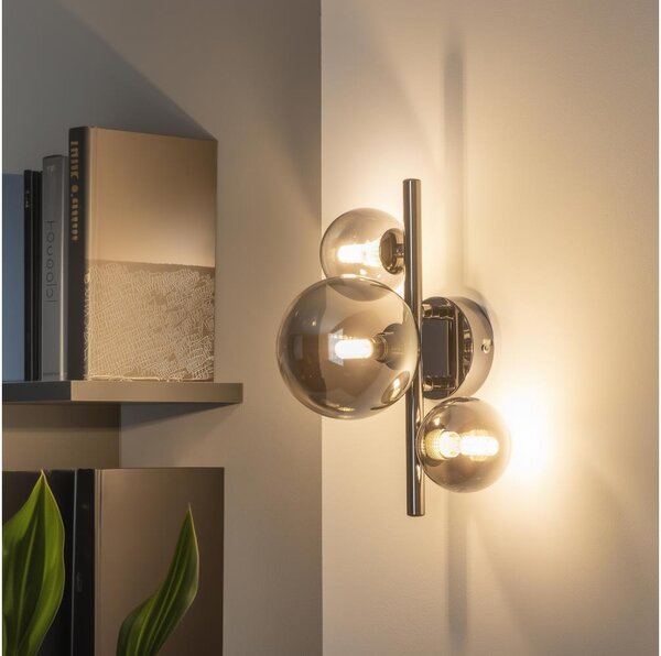Brilagi - Aplică LED de perete MILLA 3xG9/3W/230V crom negru/sticlă fumurie