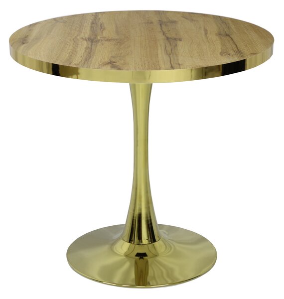 Masă fixă Rotundă Lyma Nuc Deschis Gold 90 cm