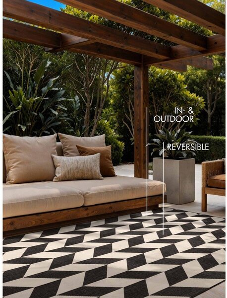 Covor pentru exterior și interior negru/crem 120x170 cm Haringey Terrick – Ted Baker