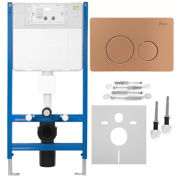 Cadru WC încastrat Rea cu buton I Brush Copper