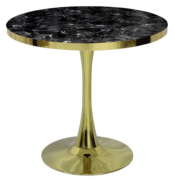 Masă fixă Rotundă Lyma Negru Marmorat Gold 80 cm