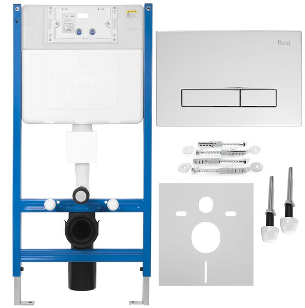Cadru WC încastrat Rea cu buton HD Chrome