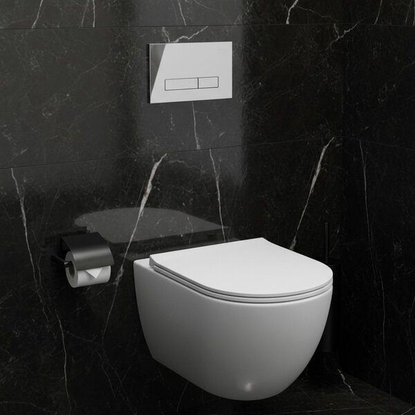 Cadru WC încastrat Rea cu buton HD Chrome