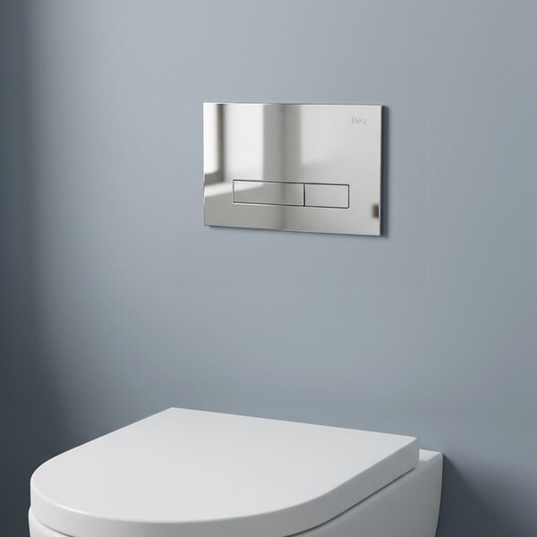 Cadru WC încastrat Rea cu buton HD Chrome