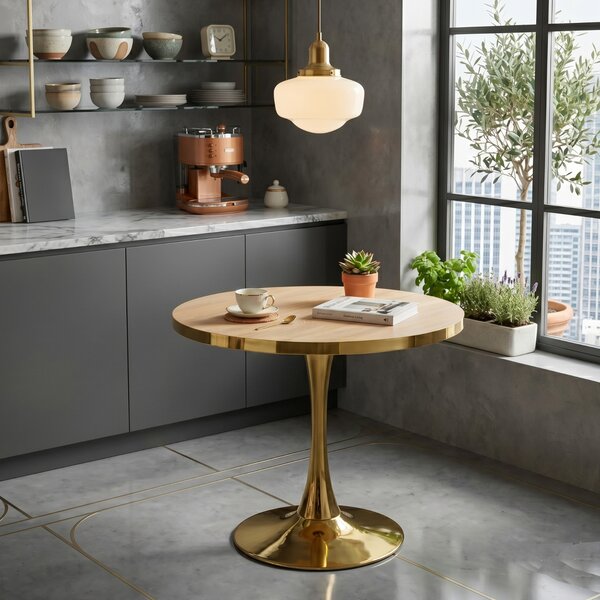 Masă fixă Rotundă Lyma Stejar Gold 90 cm