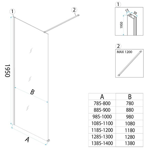 Paravan de dus Rea Flexi Transparent / Chrome 100