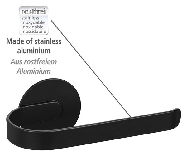 Suport pentru hârtie igienică negru mat autoadeziv din metal Bivio – Wenko