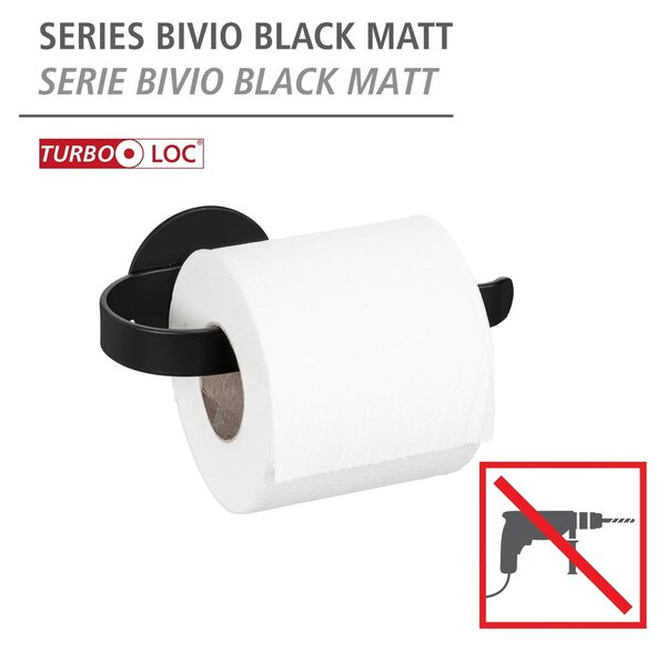 Suport pentru hârtie igienică negru mat autoadeziv din metal Bivio – Wenko