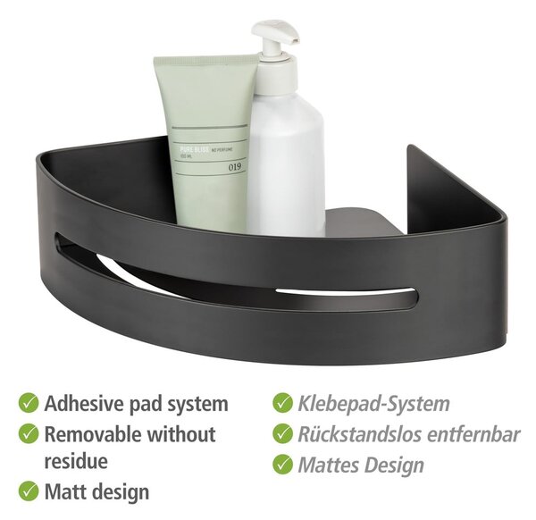 Raft pentru baie negru mat de colț autoadeziv din metal Bivio – Wenko
