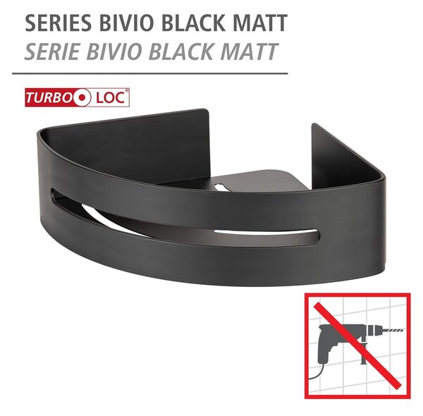 Raft pentru baie negru mat de colț autoadeziv din metal Bivio – Wenko