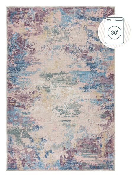 Covor albastru/mov lavabil din amestec de fibre reciclate 80x150 cm Reid – Flair Rugs