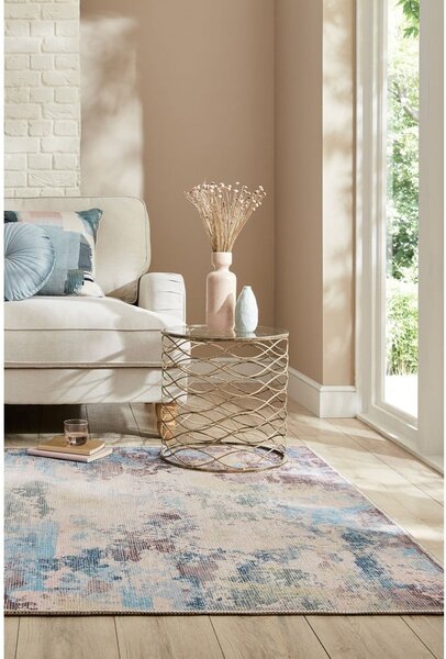 Covor albastru/mov lavabil din amestec de fibre reciclate 80x150 cm Reid – Flair Rugs