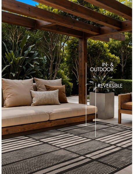 Covor pentru exterior și interior negru/crem 120x170 cm Haringey Allington – Ted Baker
