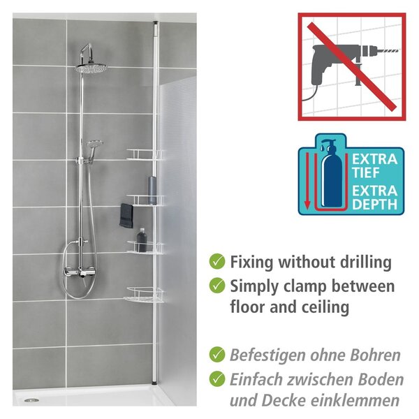 Raft pentru baie alb de colț telescopic din oțel inoxidabil Dolcedo – Wenko
