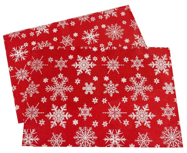 Napron de Crăciun Fulg de zăpadă, roșu, 32 x 45 cm, set 2 buc