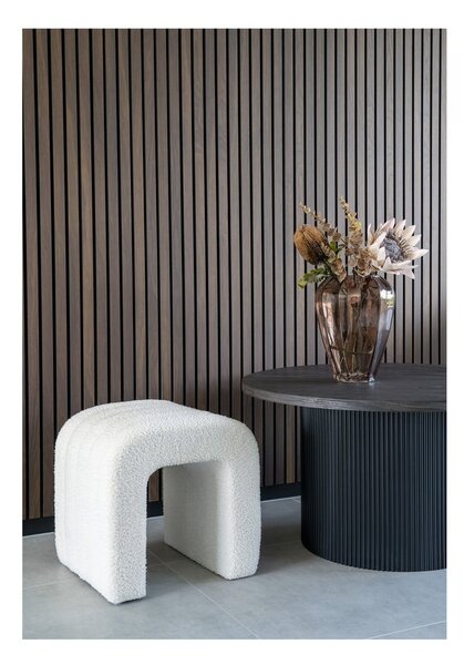 Taburet alb cu tapițerie din țesătură bouclé Colma – House Nordic
