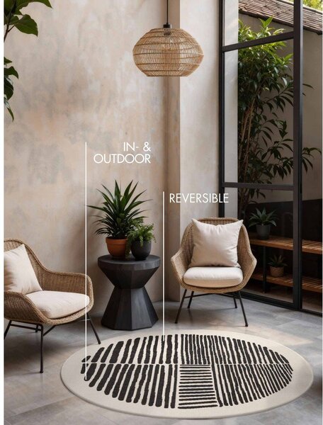 Covor pentru exterior și interior negru/crem rotund ø 160 cm Haringey Bounds – Ted Baker