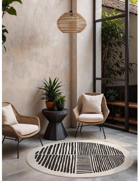 Covor pentru exterior și interior negru/crem rotund ø 160 cm Haringey Bounds – Ted Baker