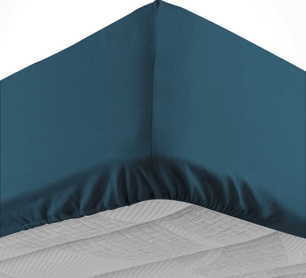 Cearceaf albastru din bumbac cu elastic 160x200 cm Lina – douceur d'intérieur