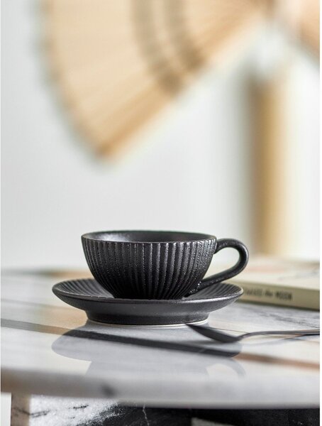 Ceașcă neagră pentru cappuccino din ceramică 200 ml Neri – Bloomingville
