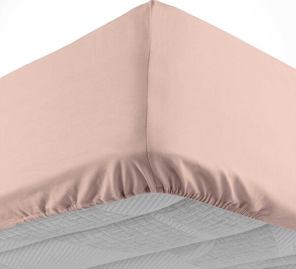Cearceaf roz din bumbac cu elastic 180x200 cm Lina – douceur d'intérieur