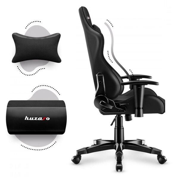 Scaun de gaming ergonomic negru pentru adolescenți