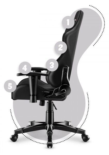 Scaun de gaming ergonomic negru pentru adolescenți