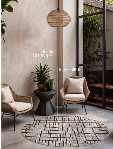 Covor pentru exterior și interior negru/crem rotund ø 160 cm Haringey Crouch – Ted Baker