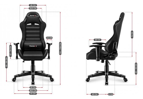 Scaun de gaming ergonomic negru pentru adolescenți