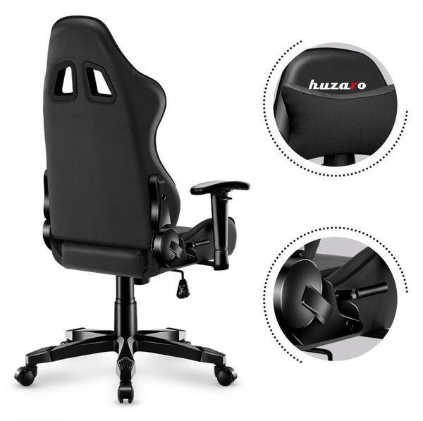 Scaun de gaming ergonomic negru pentru adolescenți