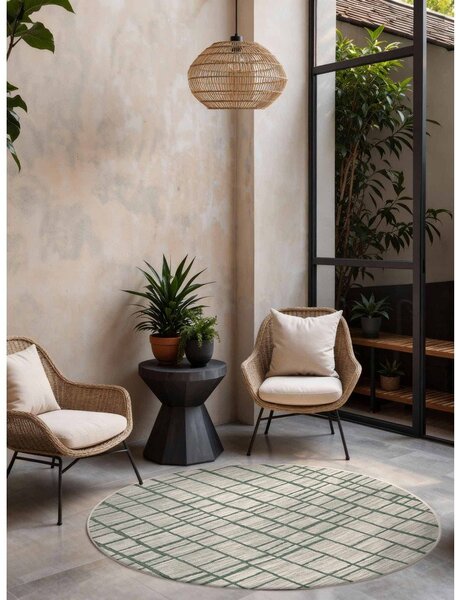Covor pentru exterior și interior verde/crem rotund ø 200 cm Haringey Crouch – Ted Baker
