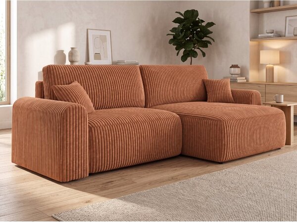 Set de canapea extensibila reversibila in forma de L NORDEN TILIA 250x140 cm, teracota