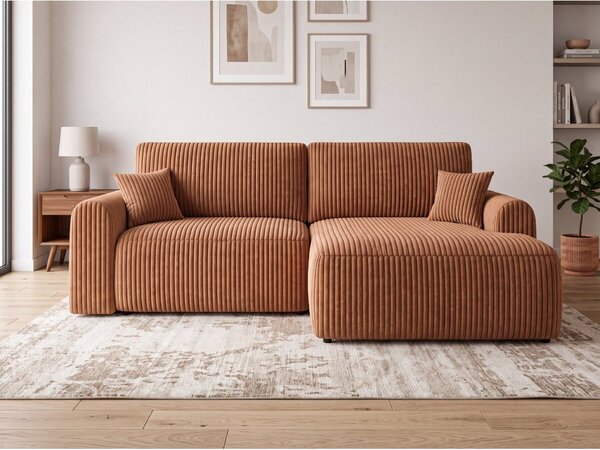 Set de canapea extensibila reversibila in forma de L NORDEN TILIA 250x140 cm, teracota