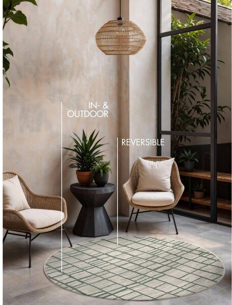 Covor pentru exterior și interior verde/crem rotund ø 200 cm Haringey Crouch – Ted Baker