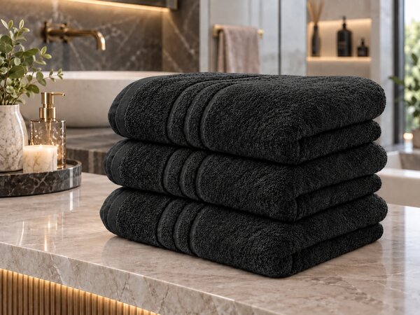 Prosop CONFORT 70 x 140 cm negru, 100% bumbac