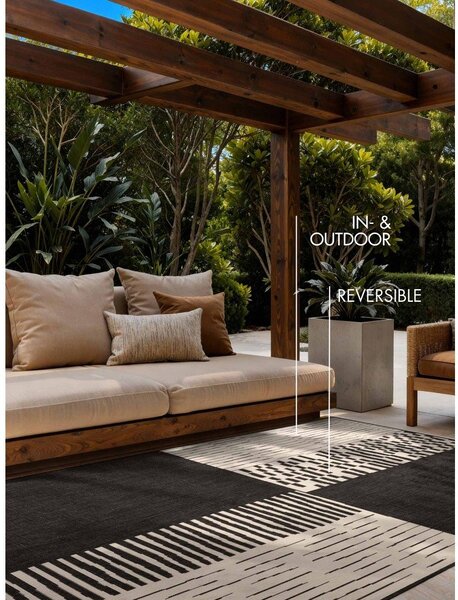 Covor pentru exterior și interior negru/crem 120x170 cm Haringey Acacia – Ted Baker