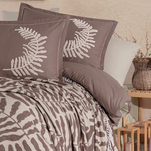 Lenjerie de Pat Premium Clasy Liora V2 cu Patura Decorativa- 7 Piese, 100% Bumbac Ranforce (LIORA V2)