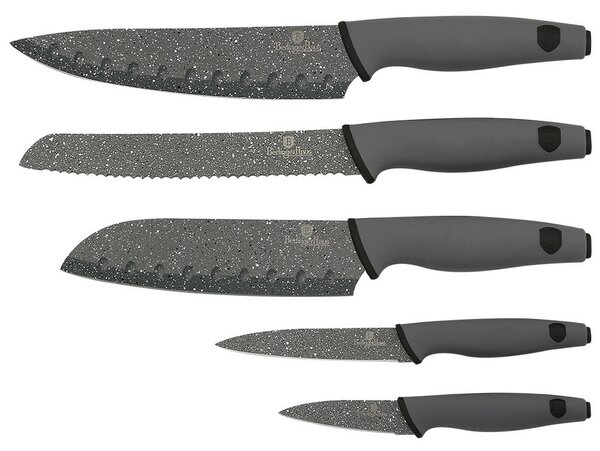 Set de cuțite inox Berlinger Haus GranitDiamond Line, 5 piese, gri