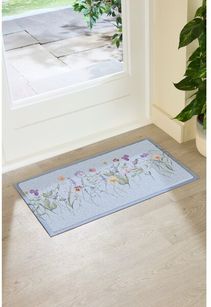 Covoraș de intrare din PVC 40x70 cm Blue Wild Flowers – Artsy Doormats