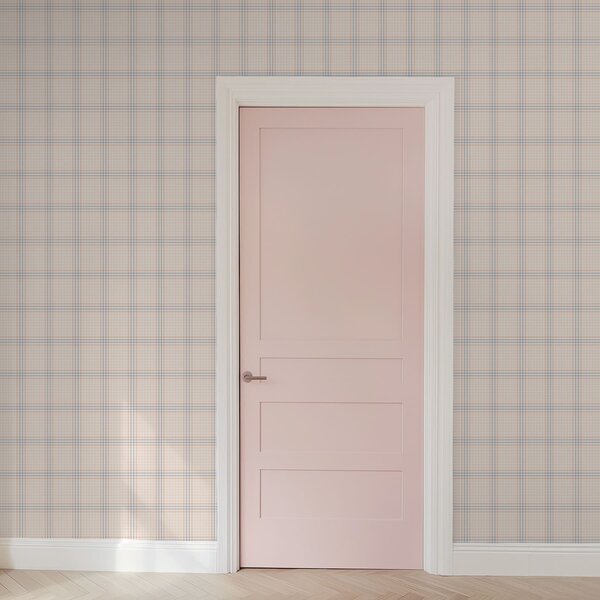 Tapet Carouri bej deschis cu dungi albastre și roz, Tapet abstract, a01251v2 : Uwalls.ro