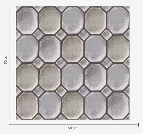 Tapet Model geometric din plăci de culoare gri și verzuie, Tapet abstract, a01259 : Uwalls.ro