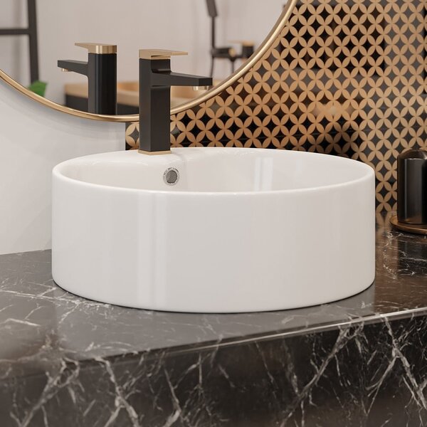 Invena Granada lavoar 47x47 cm rotund de blat alb luciu CE-45-001