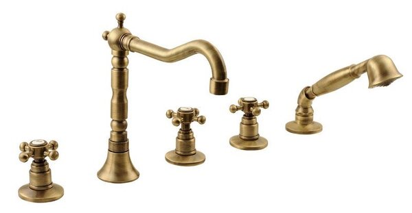 Reitano Rubinetteria Reitano Rubinetteria, baterie de baie ANTEA cu cinci elemente cu duză retro, bronz, 3886