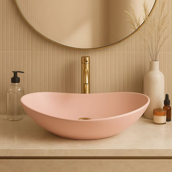 Lavoar pentru blat Rea Royal Powder Pink Matt