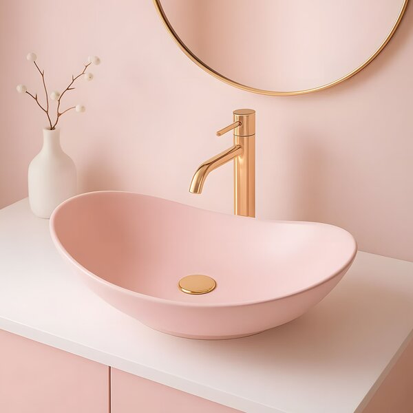 Lavoar pentru blat Rea Royal Powder Pink Matt