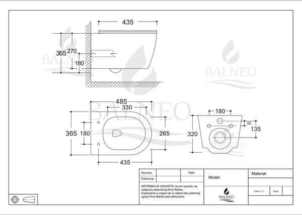 Balneo Luxa vas wc cu capac soft-close agăţat fără margine alb G0101010101-1