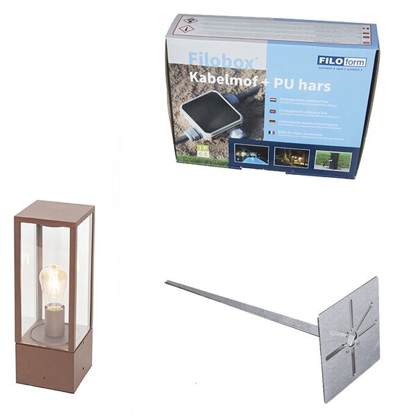Lampă industrială de exterior în picioare ruginiu maro 40 cm IP44 - Charlois
