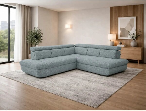 Coltar extensibil sufragerie REGAL, sezlong dreapta, stofa turcoaz - R