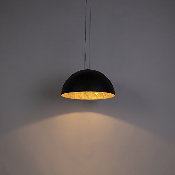 Lampă industrială cu pandantiv neagră cu auriu 50 cm - Magna