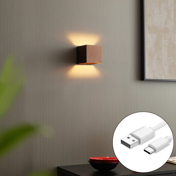 Lampă de perete modernă bronz închis, incl. LED și dimmer tactil reîncărcabil - Joris